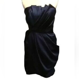 VERA WANG WHITE cocktail navy blue wedding guest bridesmaid evening gown 8 10